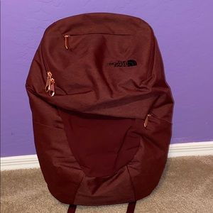 Maroon Northface Fleece-lined Pocket Backpack